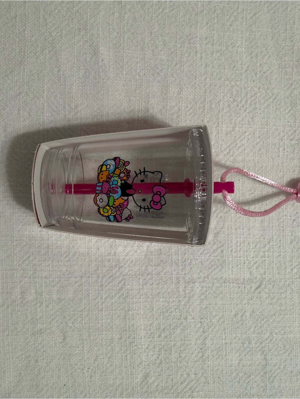Hello Kitty Clear Cup with Pink Straw Ornament
